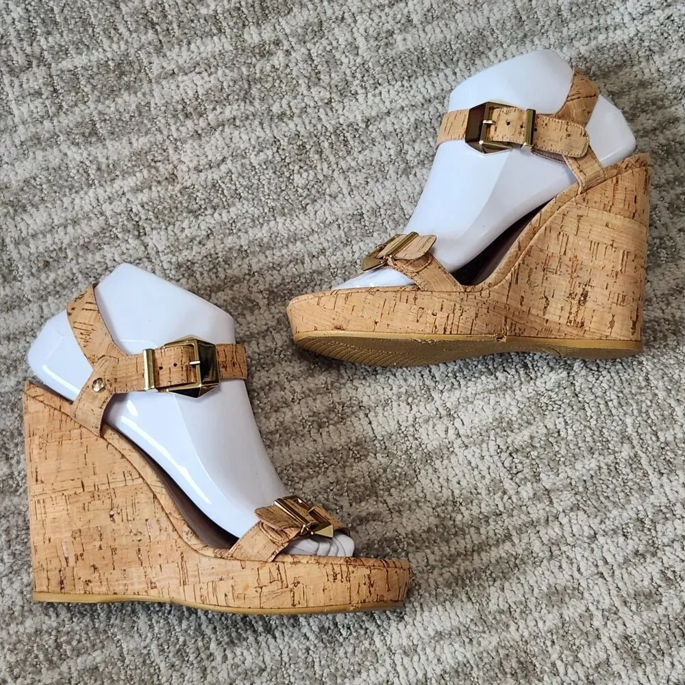 Stuart Weitzman Twofer platform wedge sandals cork size 8 - Picture 5 of 12